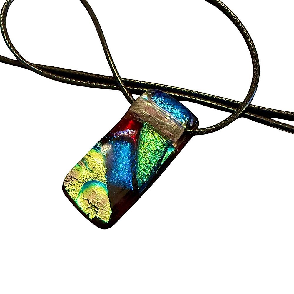 Colorful Handcrafted Fused Art Glass Pendant